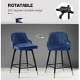 thumbnail image 6 of Swivel Bar Stool with Low Back Set of 2, 29 Inch Counter Bar Height Stool Velvet Upholstered Armless Heavy Duty Bar Chair for Kitchen Island Dining Room, Blue, 6 of 7
