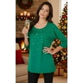 thumbnail image 3 of Roaman's Women's Plus Size Three Quarter Sleeve Embellished Tunic, 3 of 6