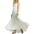 thumbnail image 1 of SUNSIOM Femmes Licol Cou Robe Longue Couleur Unie Plissée Ourlet Dos Nu Robe de Soirée pour Beach Club Été Streetwear, 1 of 6