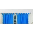 thumbnail image 4 of Tab Top Sheer Sari Curtains 43"W X 120"L matching tiebacks- Handcrafted Blue Indian Drapes Unlined for light & airy ambience Perfect for Living/Bedroom/Dining Room Sold in Pairs, 4 of 6