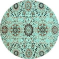 thumbnail image 1 of Ahgly Company Indoor Round Oriental Light Blue Modern Area Rugs, 4' Round, 1 of 4