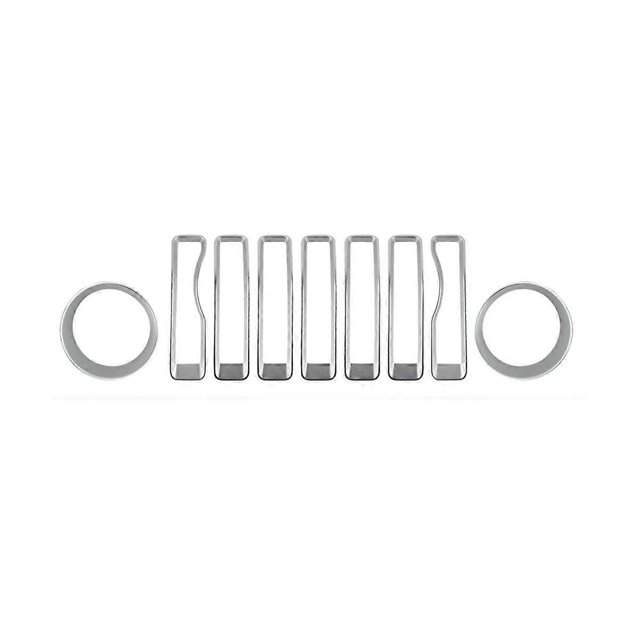 9Pcs Front Grille Trim Inserts Grill Cover for Wrangler JL JLU Sports 2018-2023 Chrome Headlight De