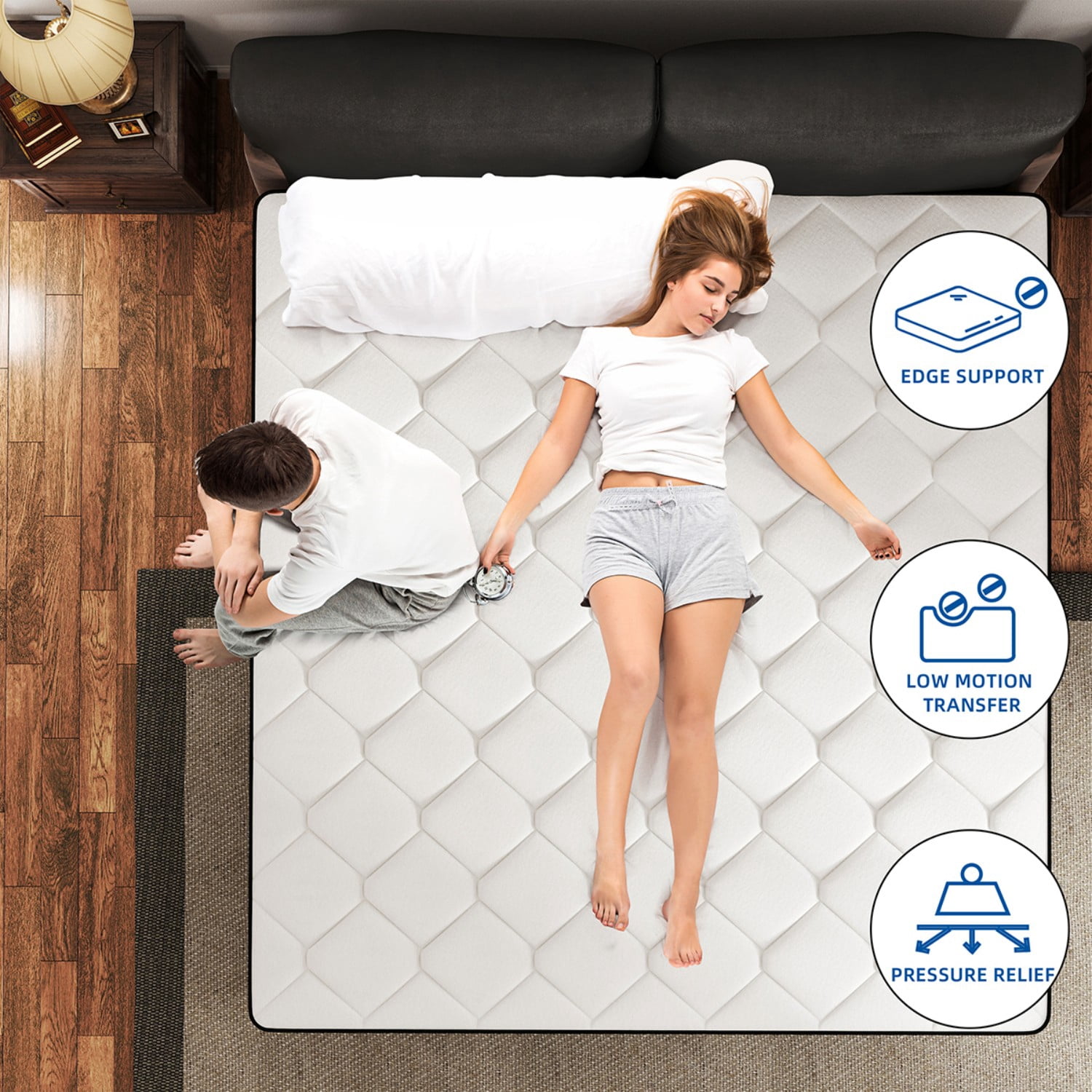 AMENDPATURE 12-inch Gel-Infused Memory Foam + Pocket Spring Twin Hybrid Mattress in a Box，Adult Exclusive, Breathable & Supportive