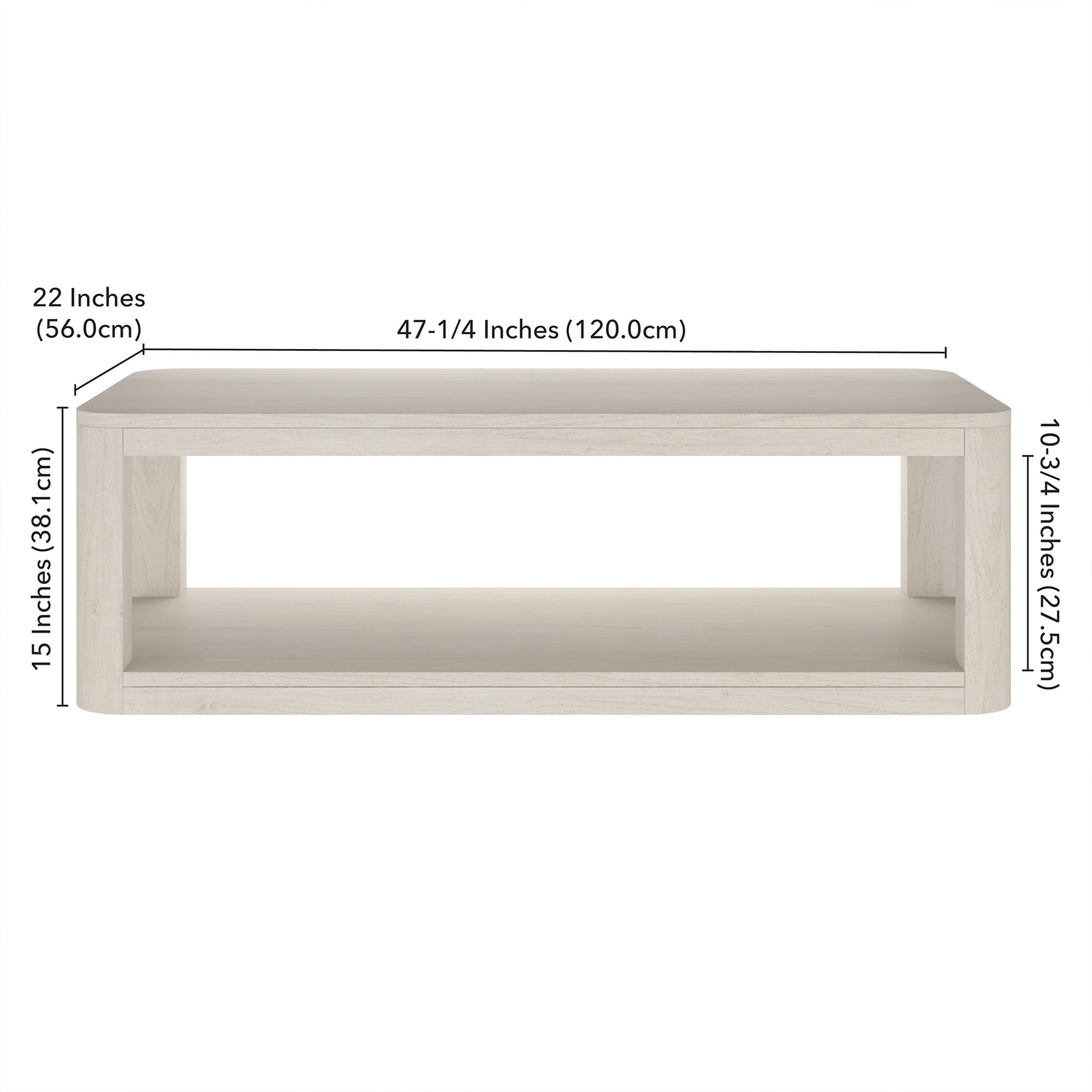Evelyn&Zoe Modern/Contemporary 47" Wide Alder White Coffee Table