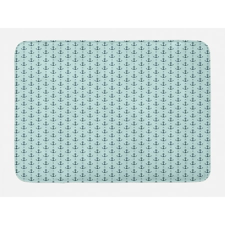 Teal Kitchen Mat Anchor Bath Mat, Ocean Inspired Zigzag Backdrop with Pale Color Maritime Anchor and Dots Summertime, Non-Slip Plush Mat Bathroom Kitchen Laundry Room Decor, 29.5 X 17.5 Inches, Seafoam Teal, Ambesonne ()