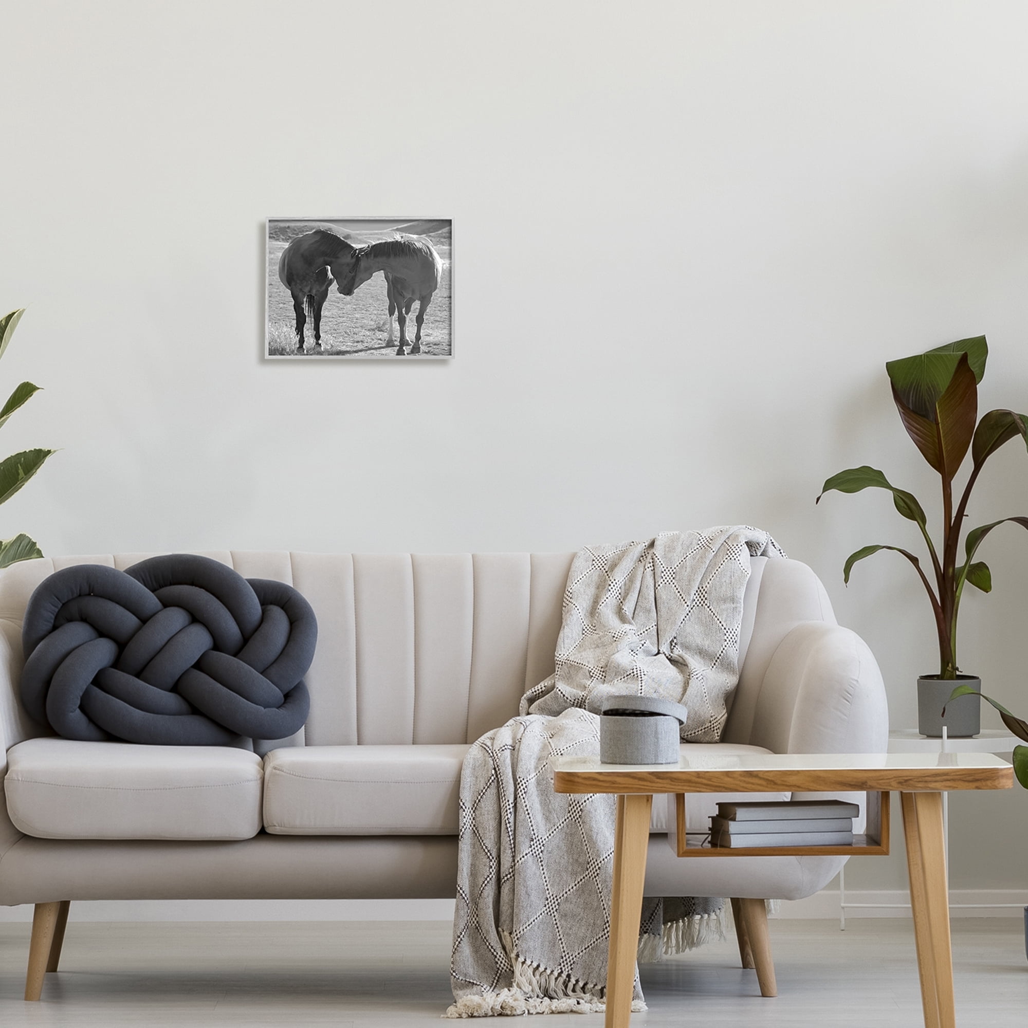Stupell Industries Horses Hugging Photography Animals & Insects Photography Gray Framed Art Print Wall Art, 14 x 11