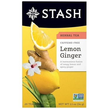 Stash Tea Lemon Ginger Herbal Tea, Box of 20 Tea Bags ( Pack of 2 )