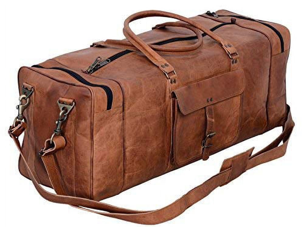 28-Inch Large Leather Duffel Bag – Travel, Gym, Sports, Overnight & Weekend Bag for Men & Women