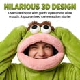 thumbnail image 2 of Funny Big Mouth Monster Adult Onesie with Large Comb Prop, Oversized Fleece One Piece Pajamas for Women & Men, Kigurumi Halloween Costume, 2 of 7