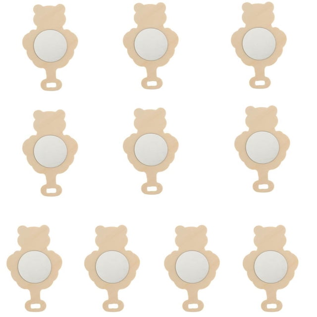 Bearachild Espejo de mano de sin terminar con forma de oso de 10 piezas para manualidades de bricolaje para niños Type2