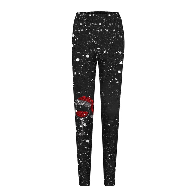 Leggings Deportivos Gibobby Estampado de Navidad para Mujer Negro L