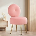 thumbnail image 6 of Furniliving Modern Accent Chairs, Vanity Chair with Gold Legs, Footrest Stool for Living Room, Pink, 6 of 12