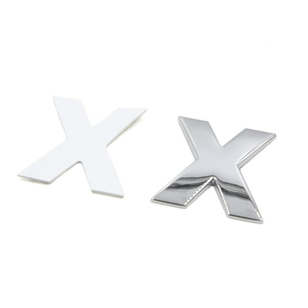 Auto Adhesivo Pegatina Emblema Distintivo para Coche Metal Tono Plata X Letra del Alfabeto en Forma
