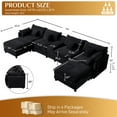 thumbnail image 6 of Wiilayok 145" U Shaped Sectional Sofa,Chenille Cloud Modular Sectional Sofa Couch Set with Double Chaise,Central Console,Cup Holder for Living Room,Dark Black, 6 of 10