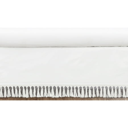 UPC: 0846480084679 | Lemon Floral Collection White Fringe Dust Ruffle Crib Skirt by Sweet Jojo Designs