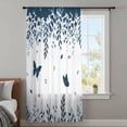 thumbnail image 4 of Blue Spring Botanical Sheer Curtains 63 Inches Long, Weeping Eucalyptus Butterfly Light Filering Curtains, Breathable Simi Curtain Privacy Drapes for Living Room Bedroom Lightweight Window Treatment, 4 of 9