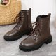 thumbnail image 5 of NECHOLOGY Botas Mujer Adulto Femenino Zapatos Botines para mujer Botas con cremallera lateral y tacón grueso con cordones de cuero sólido de invierno a la moda para mujer (Brown, 7.5), 5 of 7