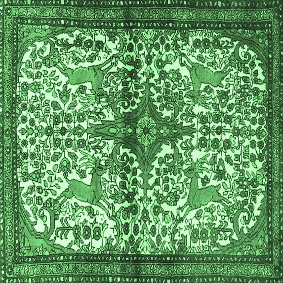 Ahgly Company Indoor Square Persian Emerald Green Traditional Area Rugs, 7' Square