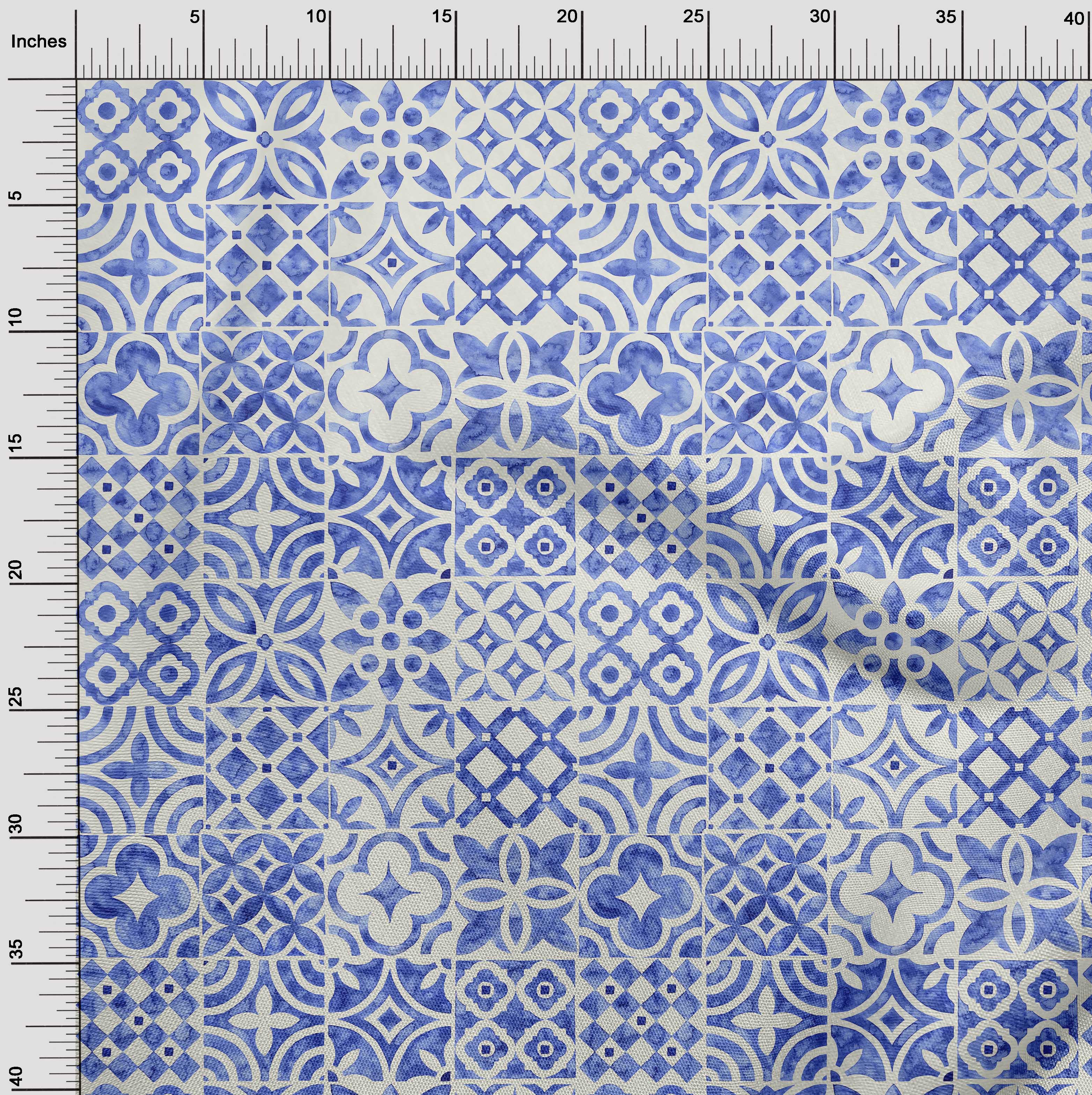 oneOone Cotton Poplin Blue Fabric Floral Sewing Fabric By The Yard Printed Diy Clothing Sewing Supplies 42 Inch Wide