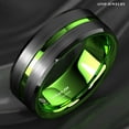 thumbnail image 3 of Tungsten Rings for Men Wedding Bands for Him 8mm Black Green Line, 3 of 6