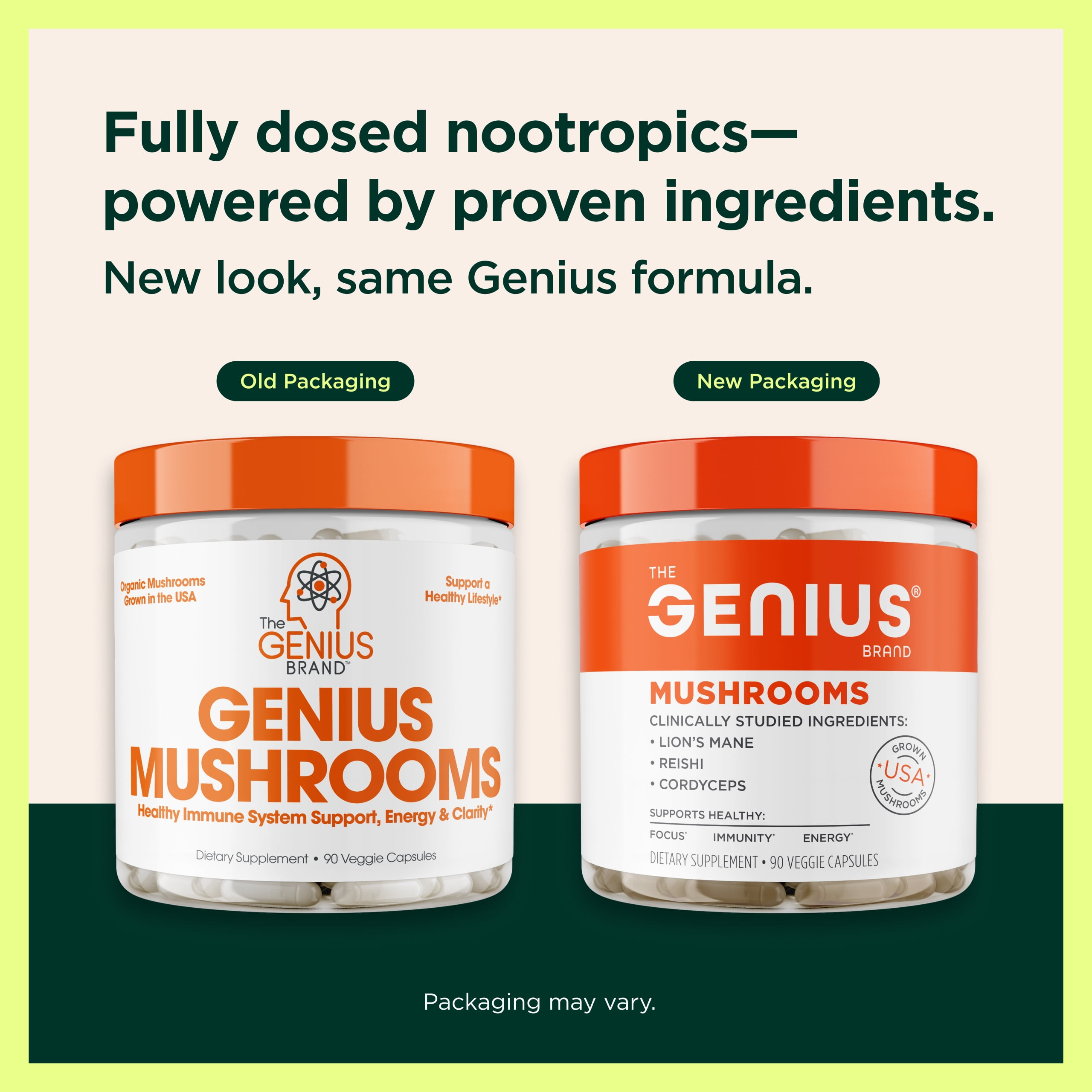 The Genius Brand Genius Mushrooms Nootropic Capsules for Foc