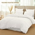 thumbnail image 3 of Nayoroom 3 Pieces White Ruched Duvet Cover Set Bed Set Boho Shabby Chic Bedding Set for Bedroom Soft Fluffy Ruffle Comforter Cover Set with Pillowcases,Queen Size, 3 of 5