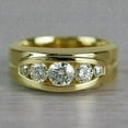 thumbnail image 4 of 2 CT Round Cut White Moissanite Men's Wedding 5-Stone Ring 14K Yellow Gold Plated, 4 of 4