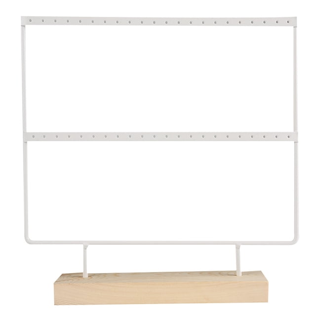 Earring Storage Rack,2-Layer Iron Wood Earring Ear Stud Display Ear Stud Rack Striking Appearance