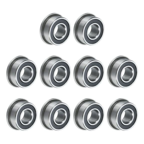 MF63-2RS Flanged Ball Bearing 3x6x2.5mm Double Sealed Chrome Steel Flange Bearings, 10 Packs