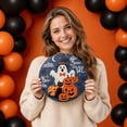 thumbnail image 6 of Halloween Decorations, Halloween Door Sign, Halloween Front Door Decor, Halloween Ghost Decorations, 20Cm Round Boo Halloween Themed Wooden Pumpkin Circular Sign, Hanging Wooden, 6 of 8