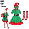 thumbnail image 4 of Disfraz familiar de elfo navideño, traje de juego de rol, disfraz de Papá Noel verde para fiesta, ropa elegante, conjunto de disfraz de madre para niños, 4 of 5