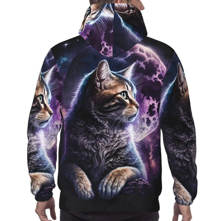 Lukts Purple Moon Cat Pattern Pullover Hoodie Men s Athletic Hoodies Sweatshirt for Men 3X Large Walmart