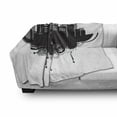 thumbnail image 3 of City Soft Flannel Fleece Throw Blanket, Pattern of Contemporary Art Style Silhouettes of Buildings Paint Drops, Cozy Plush for Indoor and Outdoor Use, 60" x 80", White and Charcoal Grey, by Ambesonne, 3 of 6