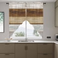 thumbnail image 4 of Wood Grain Swag Valances for Windows 2 Pack Brown Gray White Striped Farm Country Style Swag Kitchen Curtains 45 Inches Long Rod Pocket Short Window Treatment for Kitchen Bathroom 36"x45", 4 of 9