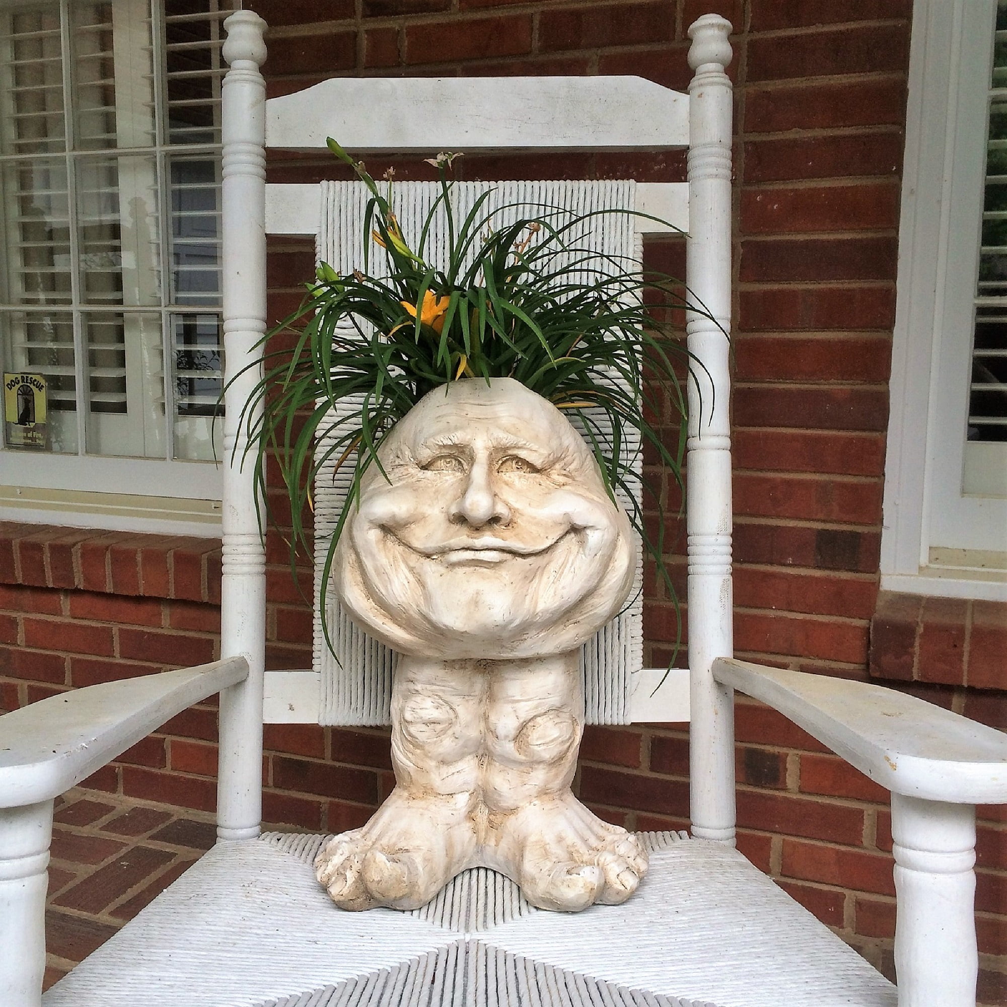 Homestyles Antique White Papa John the Muggly Statue Humorous Face Planter Pot