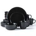 thumbnail image 1 of Arora Skugga - Vajilla Redonda De Gres De 16 Piezas, Juego De 4 Platos Llanos, Platos Laterales, Tazones De Cereales, Tazas, Negro Mate (472979), 1 of 5