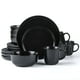thumbnail image 1 of Arora Skugga - Vajilla Redonda De Gres De 16 Piezas, Juego De 4 Platos Llanos, Platos Laterales, Tazones De Cereales, Tazas, Negro Mate (472979), 1 of 5