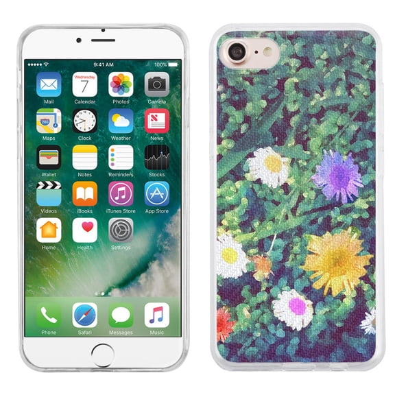 Slim-Fit case for Apple iPhone 8, OneToughShield ® TPU Gel Protector Phone Case - Daisy Paint