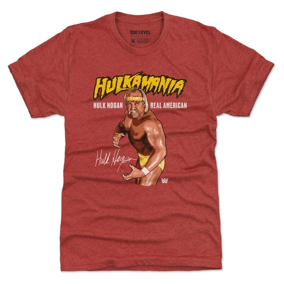 Men's 500 Level Heather Red Hulk Hogan Pose Tri-Blend T-Shirt