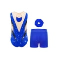 thumbnail image 2 of TSSOE Kids Girls Glittery Rhinestone Sleeveless Gymnastics Leotard Ballet Dance Unitard with Shorts Headwear Set Royal Blue 14, 2 of 3