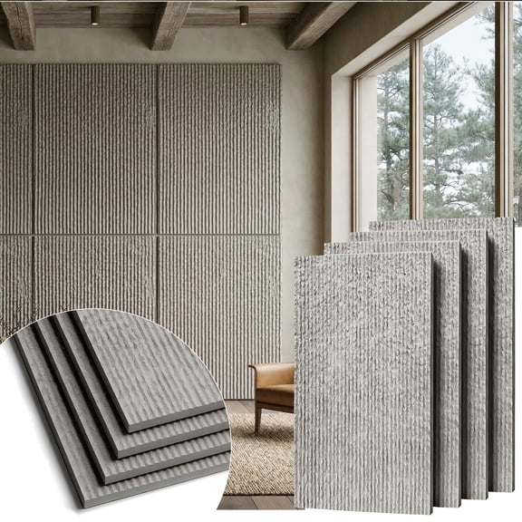 Plank & Hue 4Pcs 48"x24" 3D Faux Stone Wall Panels, Imitation Stone Wall Dcor Wainscot Panel Board for Interior Accent Walls, Stone Gray