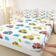 thumbnail image 3 of Feelyou Cute Car Bus Kid Full Size Sheets, Cartoon Excavator Bed Sheets, 4-Piece, 3 of 7