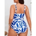thumbnail image 6 of SKQIT Plus Size Tropical Leaf Print One Piece Swimsuit, Removable Straps Ruched Tummy Control Backless Bathing Suit for Curvy Women, 6 of 6