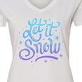 thumbnail image 4 of Inktastic Winter Let It Snow Lettering in Blue with Snowflakes Women's V-Neck T-Shirt, 4 of 5