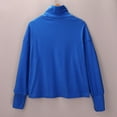 thumbnail image 4 of ManxiVoo Women's High Neck Pure Cotton Sweatshirt Long Sleeve Versatile Solid Color Casual Winter Pullover L Size Blue, 4 of 6