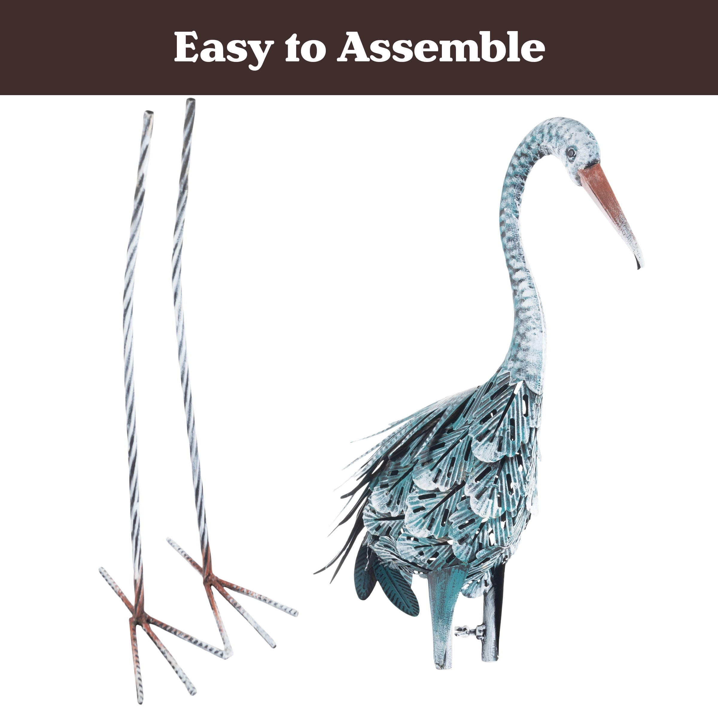 Pure Garden Crane Garden Statues Set of 2 - Metal Yard Art Outdoor Decor