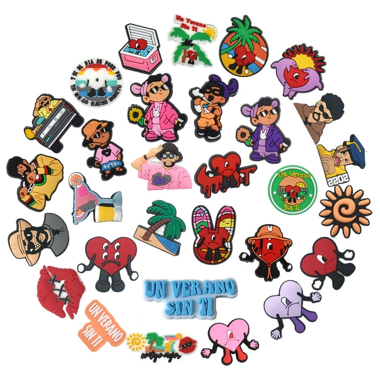 ZILEFSILK 30PCS Bad Bunny Merch Un Verano Sin Ti Shoes Charms Accessories  Pack For Shoe Wristband Decoration For Adult Girls Boys Party Gift(30) -  Walmart.com