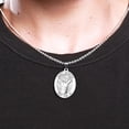 thumbnail image 3 of Picturesongold.Com Saint Quentin - Oval Necklace Pendants - 1/2 x 2/3 inch Size of Dime, Solid 14K White Gold, 3 of 8