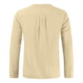 thumbnail image 5 of Casual Linen Shirts for Men Long Sleeve Button Up Loose Fit Breathable Summer Beach Henley Tunic Tee Lightweight Cotton Top Khaki 3XL, 5 of 7