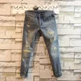 thumbnail image 3 of Pantalones vaqueros para hombre, pantalones cortos con agujeros, pantalones vaqueros para hombre, ajustados, ajustados, rotos, ajustados, desgarrados, otoño 2024, denim coreano, 3 of 5